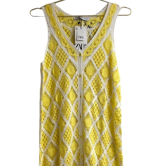 Zara Dresses Nwt Zara Yellow Crochet Maxi Dress Poshmark